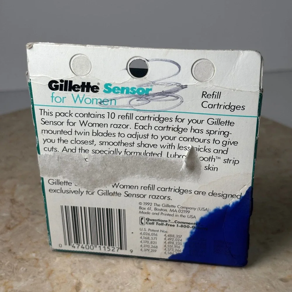 Gillette Sensor for Women Razor Refill Cartridges 10 Count Teal Vintage 1992